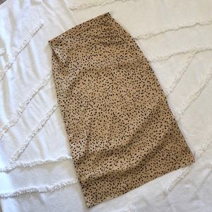 Satin leopard cheetah midi skirt